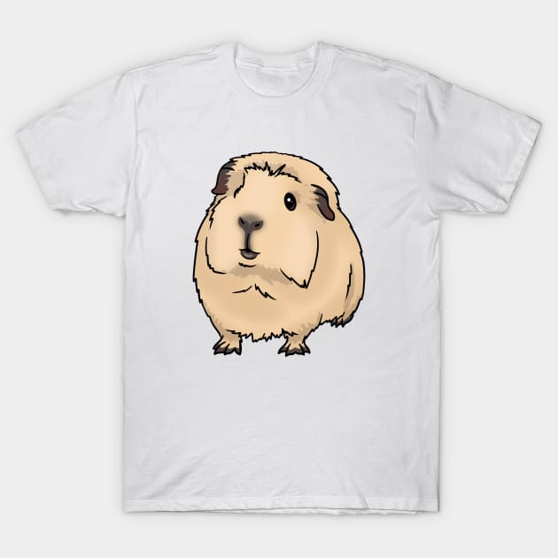 Cream with Dark Skin Crested Guinea Pig T-Shirt by Kats_guineapigs